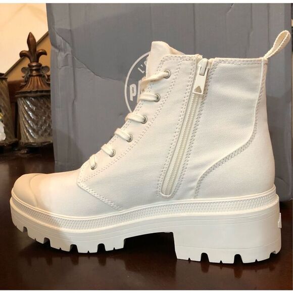 PALLADIUM - NWTIB - L Sz 11 (EUR 43) Pallabase Twill High Top in Stark White ♥️ - Picture 9 of 16